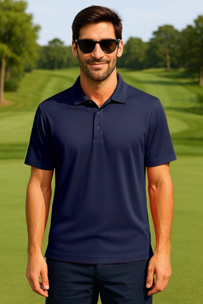 Opna Mens Dry-Fit Golf Polo Shirts,Navy,Large - Image 2
